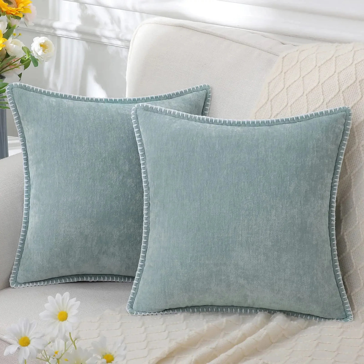 Soft chenille 45x45cm decorative throw pillow cover for couch, sofa, or bed