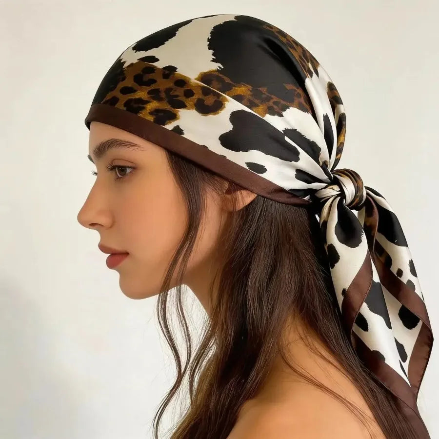 Chic Silk-Like Animal Print Bandana Scarf