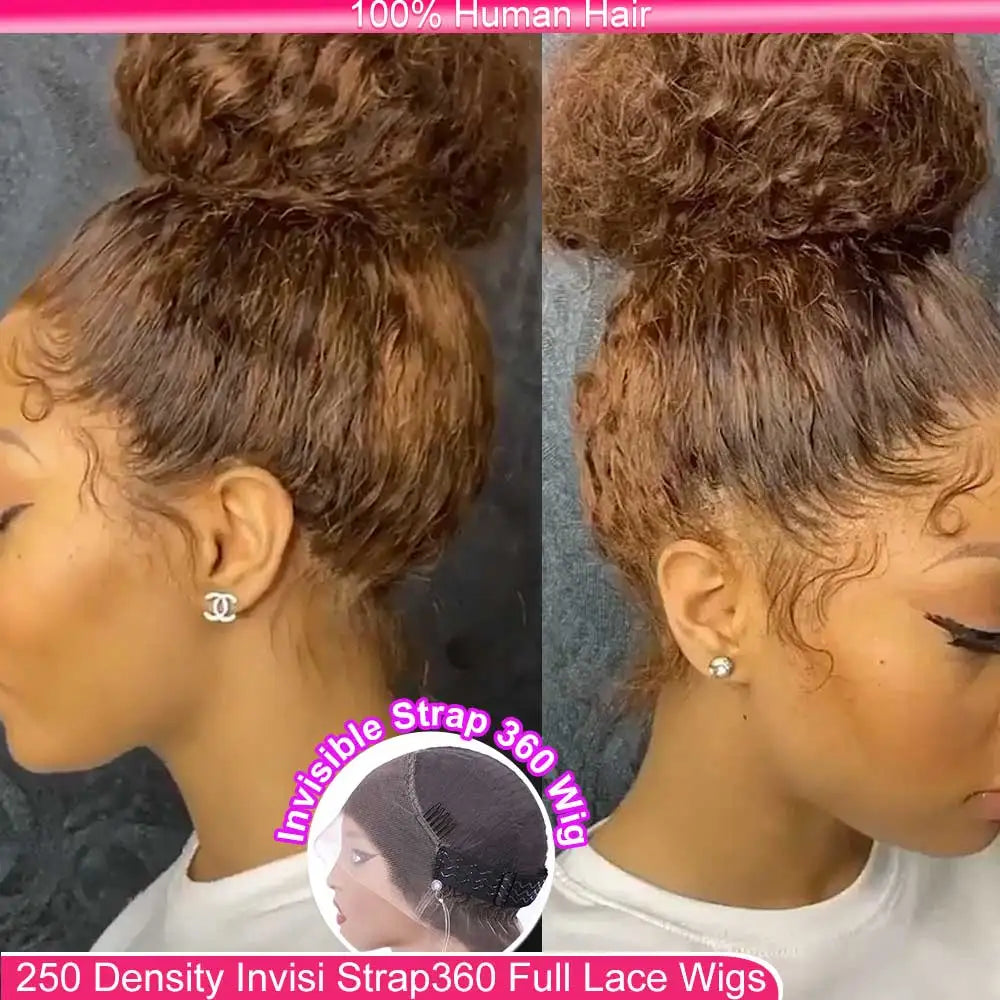 Chocolate Brown 30 Inch Deep Wave Lace Front Wig Human Hair