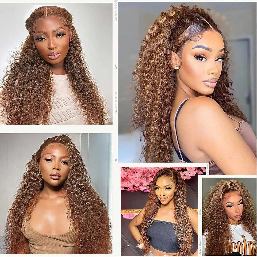 Chocolate Brown 30 Inch Deep Wave Lace Front Wig Human Hair