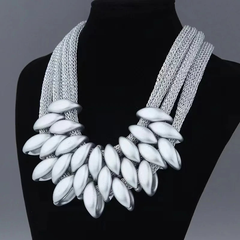 white Choker Necklace Multilayer