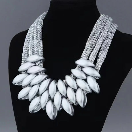 white Choker Necklace Multilayer