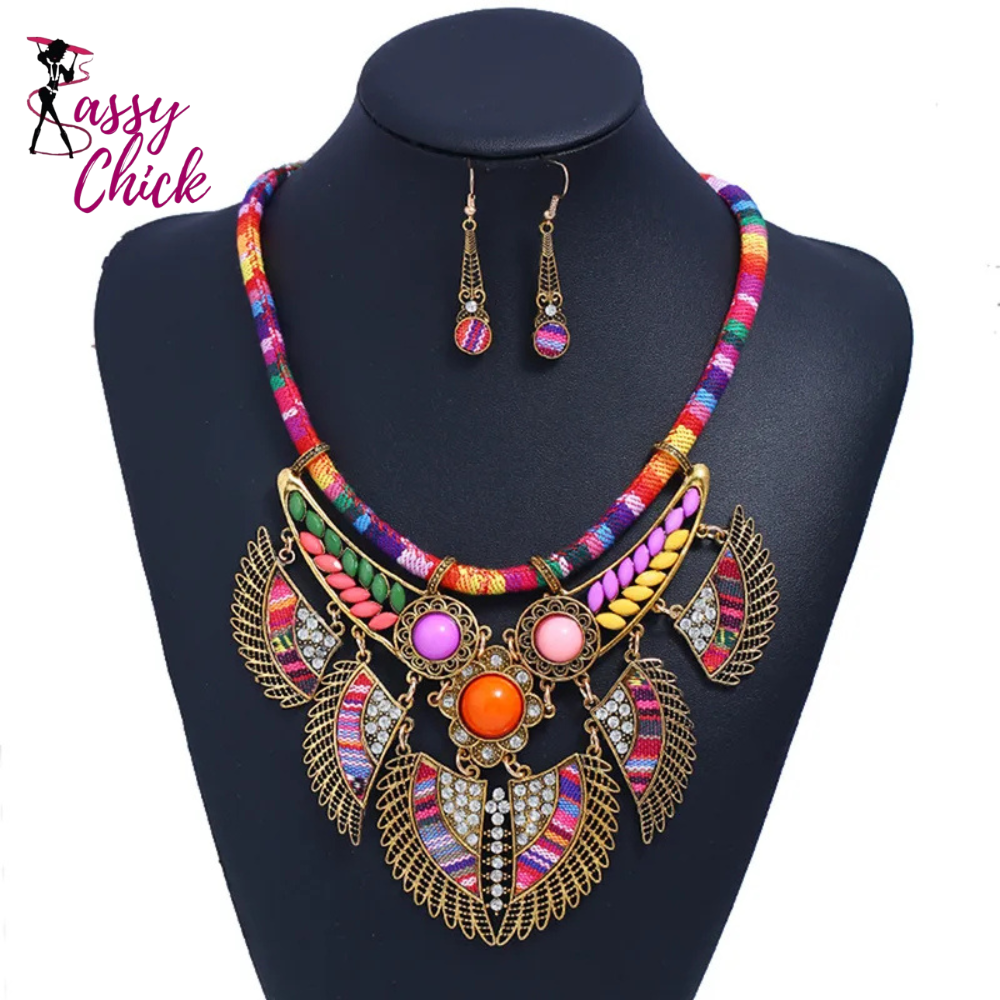 Chunky Colorful Beads Statement Jewelry Set Sassy Chick Logo