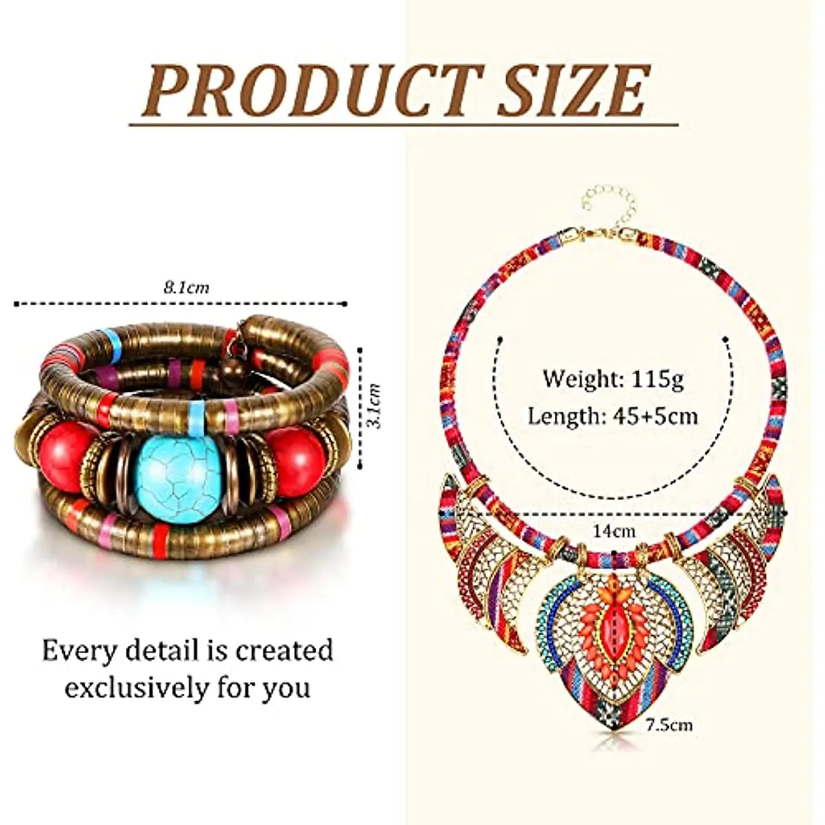 Size of Chunky Colorful Beads Statement Jewelry Set