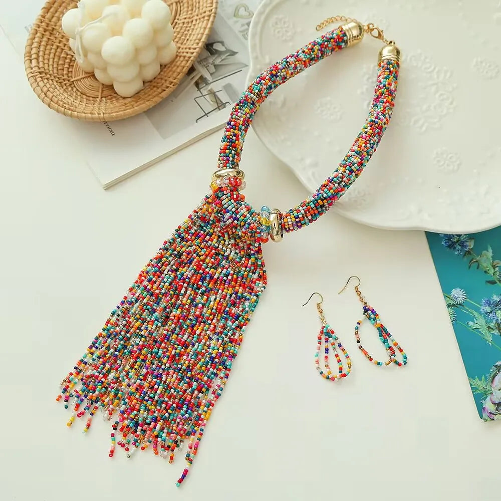 Chunky Colorful Beads Statement Jewelry Set