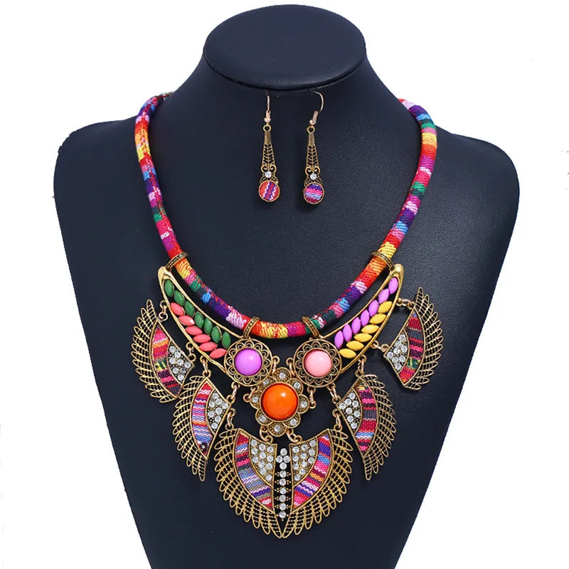 Multi color Chunky Colorful Beads Statement Jewelry Set