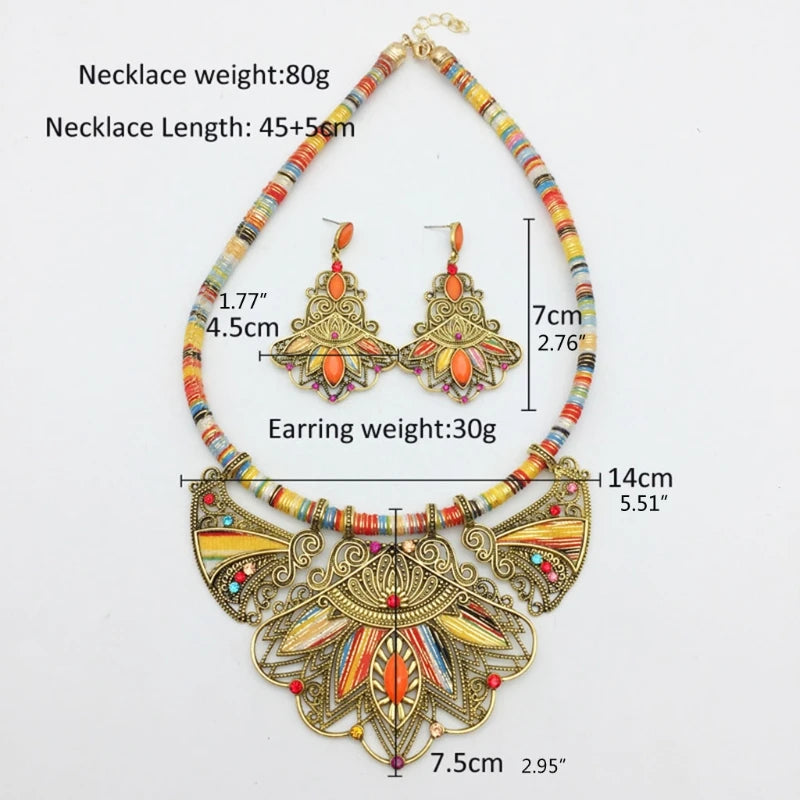 Size of Chunky Enamel Bohemian Rhinestone Jewelry Set