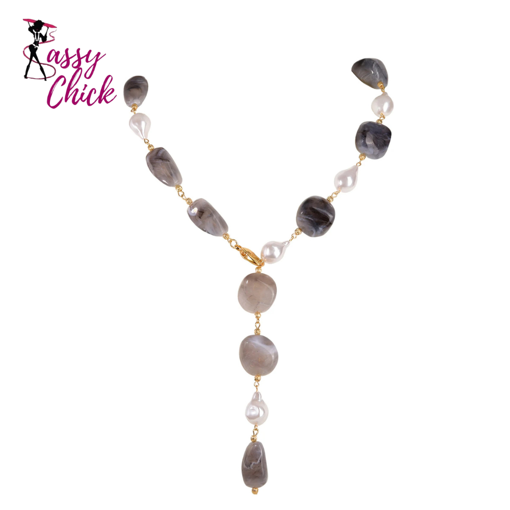 Chunky Irregular Beaded Collarbone Necklace Sassy Chick Logo