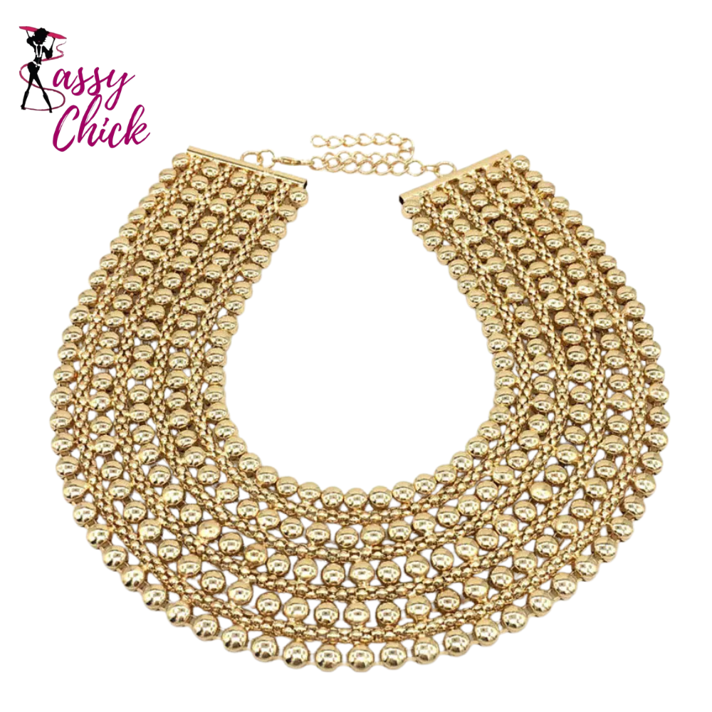 Chunky Metal Statement Necklace For Women Sassy Chick Logo