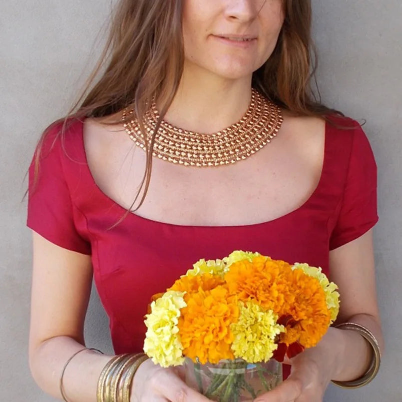 Model using Chunky Metal Statement Necklace For Women