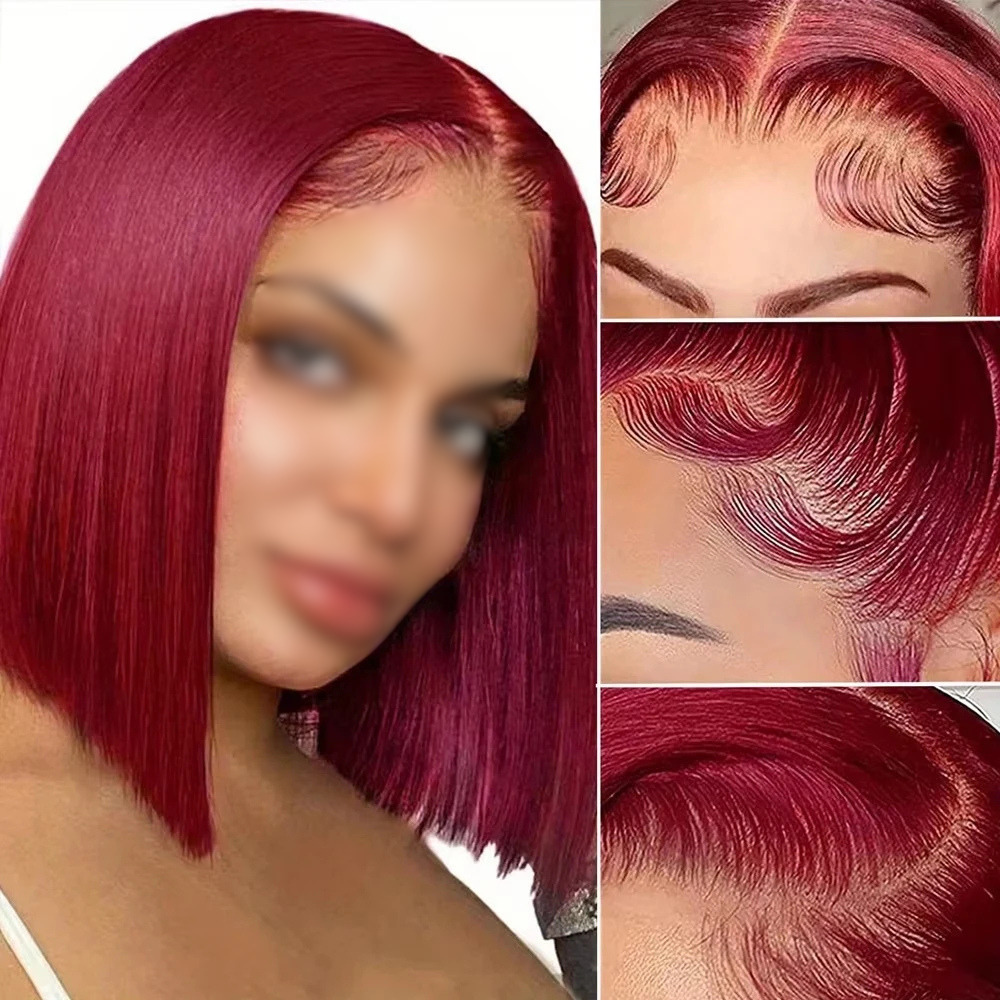Classic Colored Straight Hair Bob Transparent Lace Wig