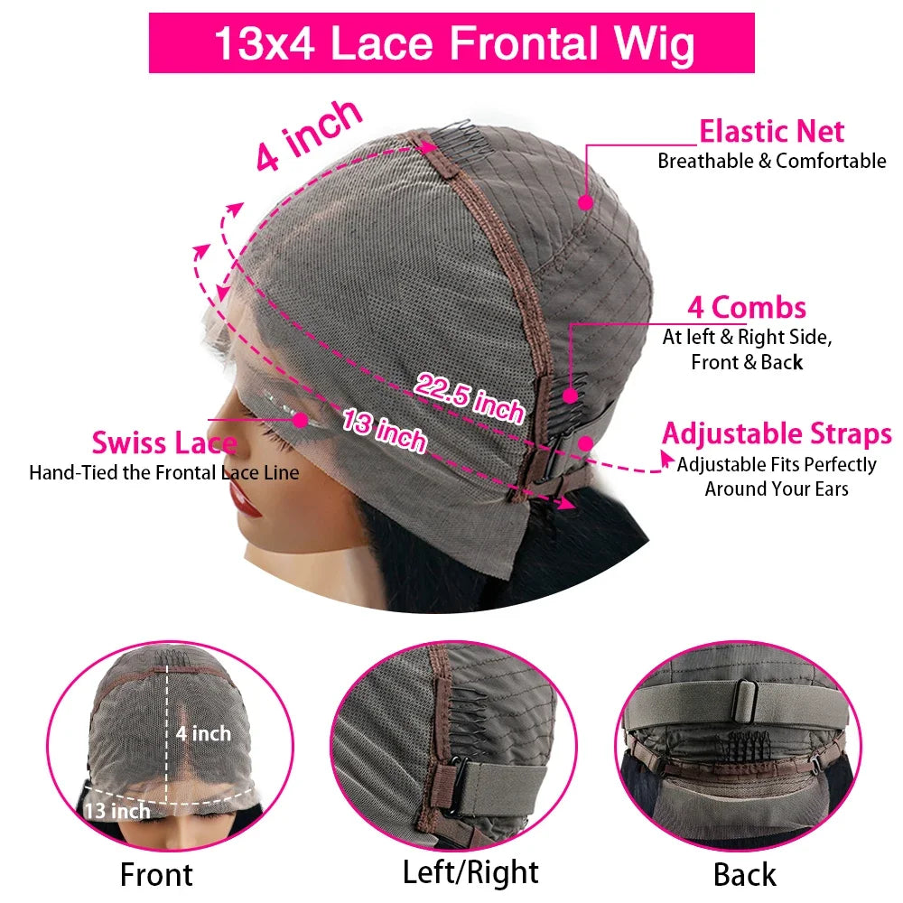 Details of Classic Colored Straight Hair Bob Transparent Lace Wig