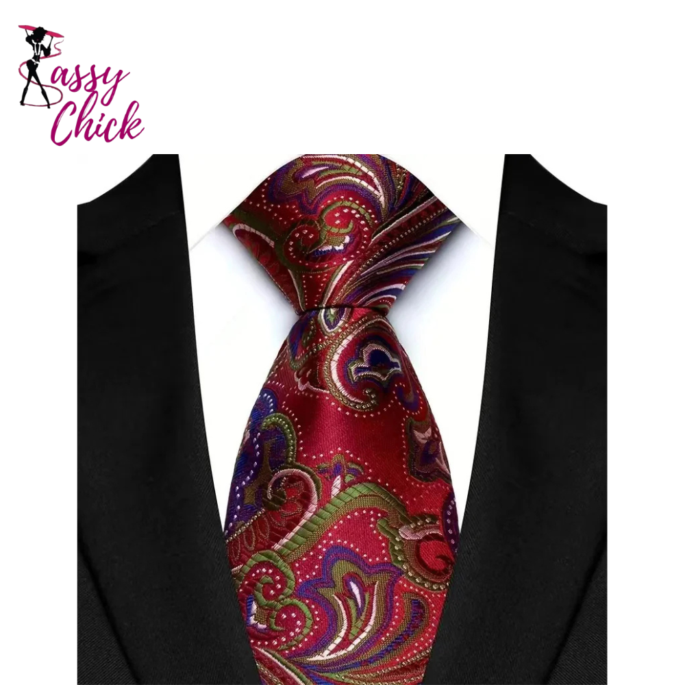 Classic Floral Paisley 8CM Jacquard Woven Necktie Sassy Chick Logo