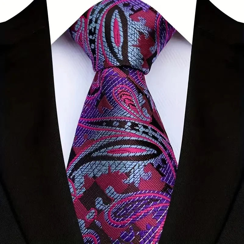 Violet Classic Floral Paisley 8CM Jacquard Woven Necktie