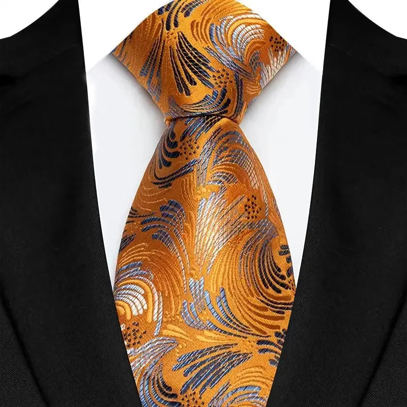 Orange Classic Floral Paisley 8CM Jacquard Woven Necktie