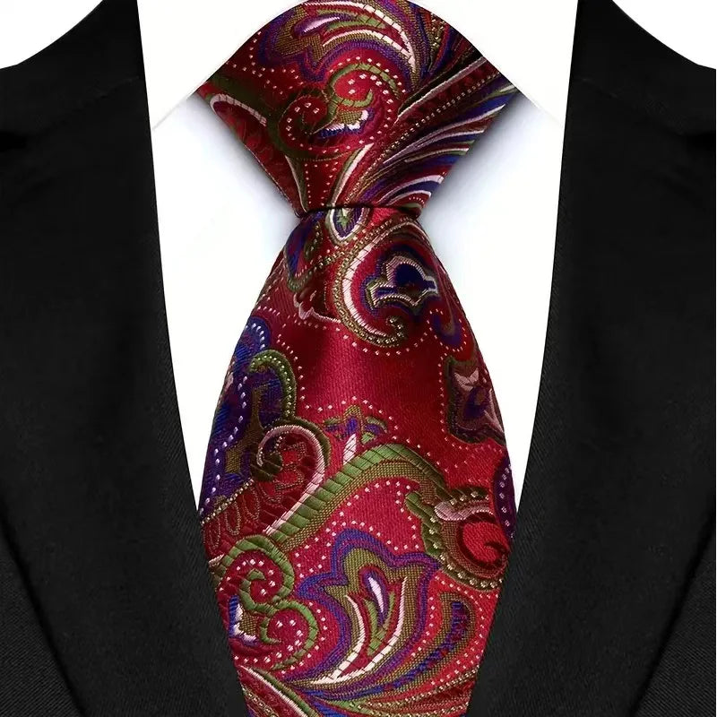 Red Classic Floral Paisley 8CM Jacquard Woven Necktie