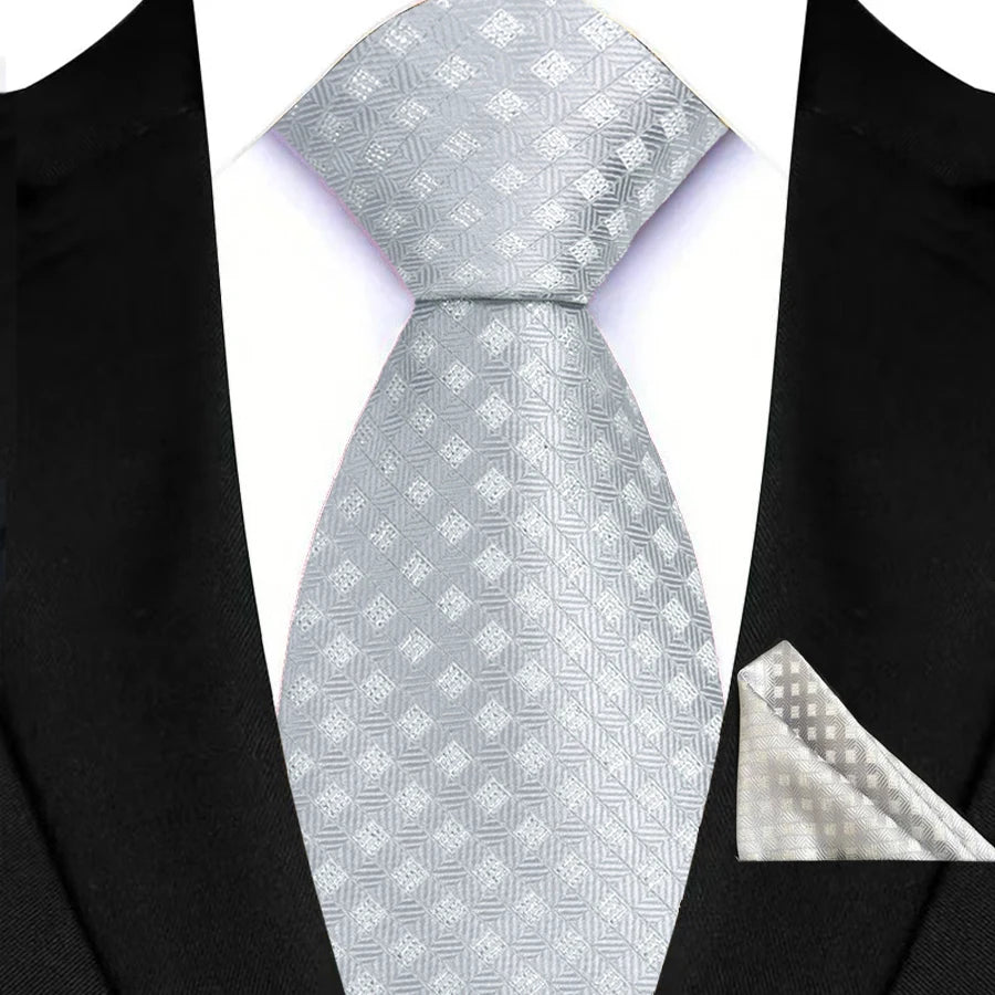 Gray Classic Floral Paisley 8CM Ties Handkerchief Gravata