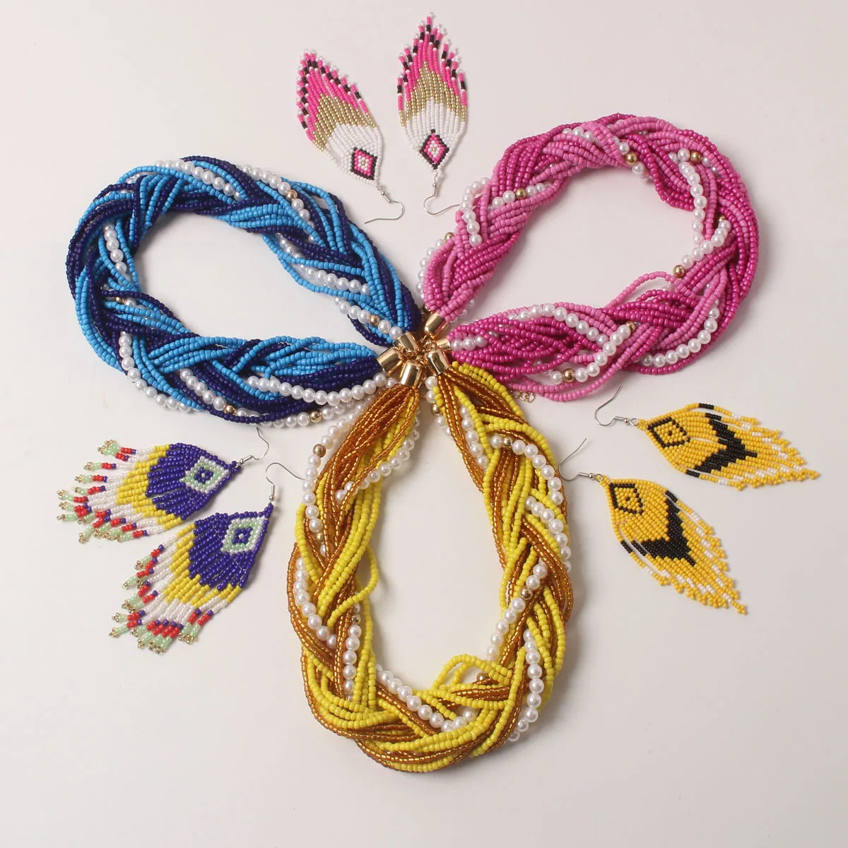 Collection of Classic Glass Multi Layer Rice Beads Ethnic Necklace
