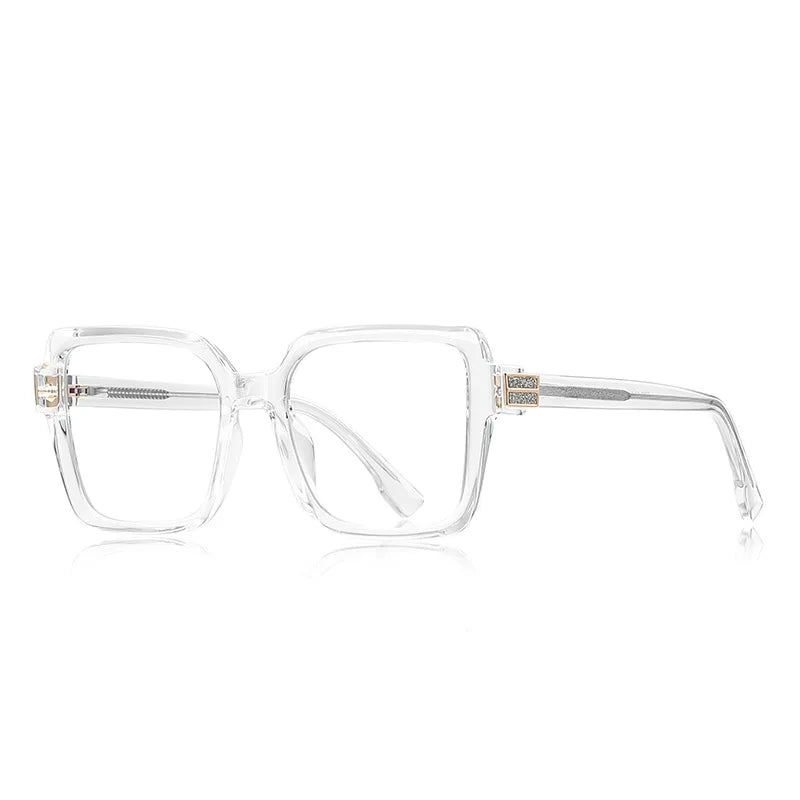 White Classic Large Square Anti Blue Light Glasses