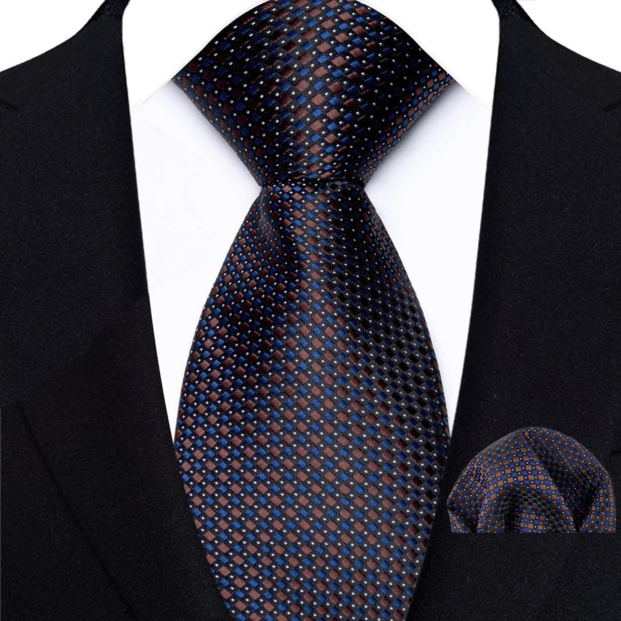Classic Navy Polka Dot Stripes 8cm Hanky Tie Set