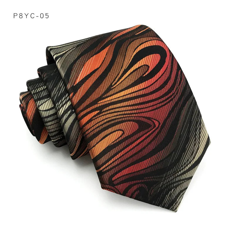 Brown Classic Plaid Stripes Floral Jacquard 8CM Men's Necktie