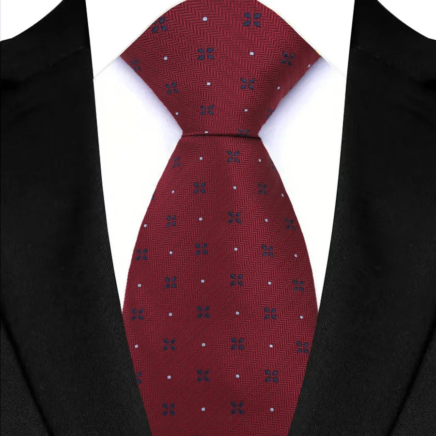 Red Classic Polyester Stripe Plaid 8cm Tie Black Blue Printed