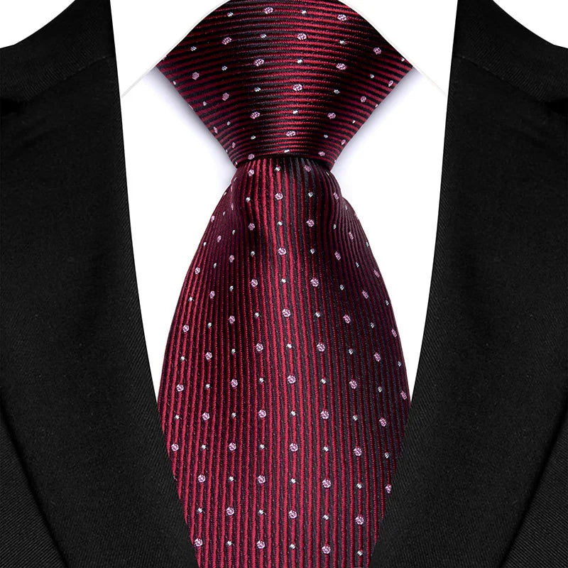 Red Classic Polyester Stripe Plaid 8cm Tie Black Blue Printed