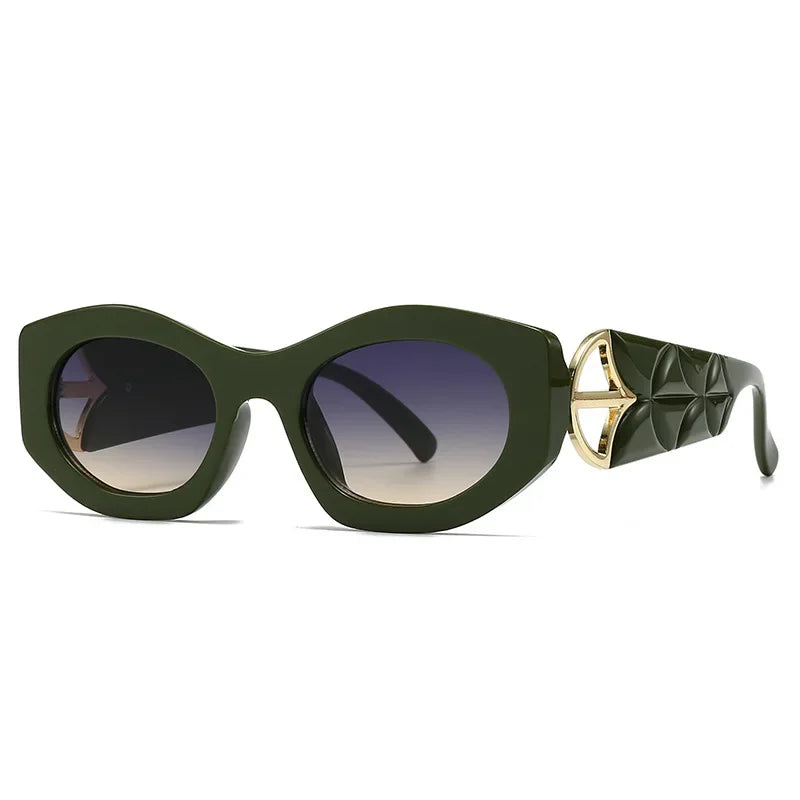 Green Classic Punk Popular Big Frame Cat Eye Sunglasses