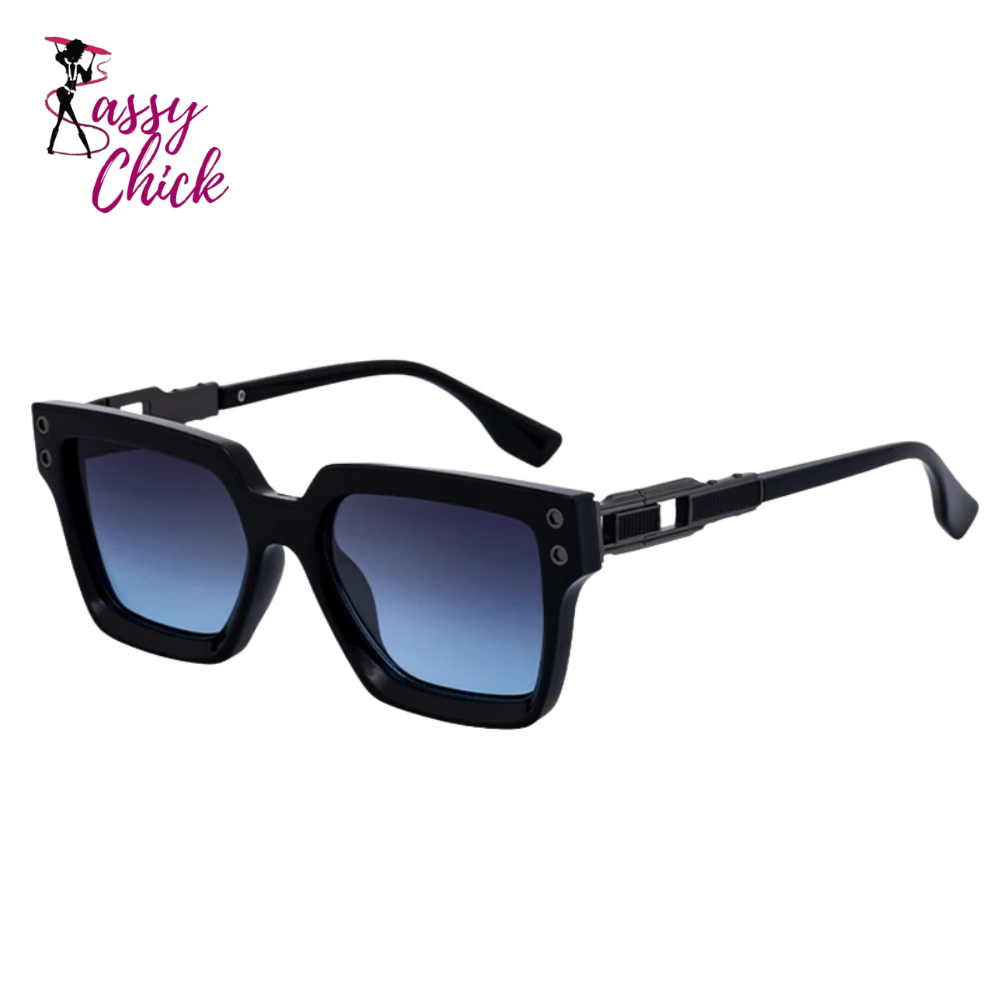 Classic Retro Punk Square Polarized Sunglasses Sassy Chick Logo