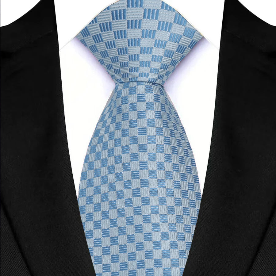 Blue Classic Stripes Plaid 8CM Business Jacquard Woven Necktie