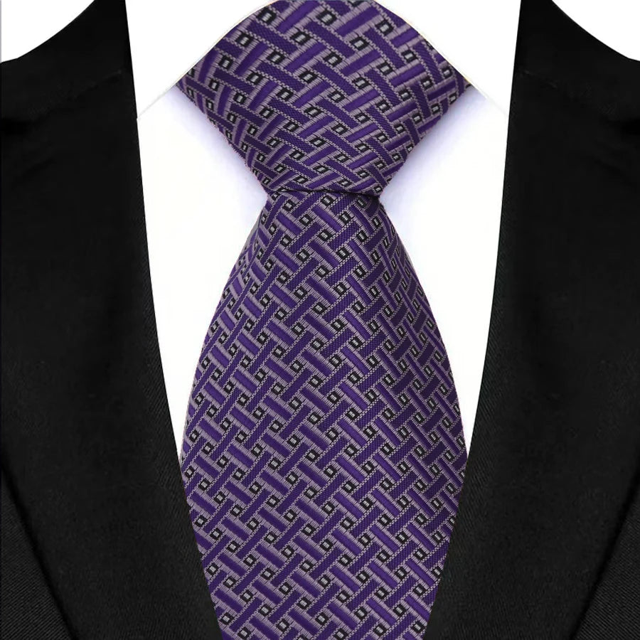 Purple Classic Stripes Plaid 8CM Business Jacquard Woven Necktie