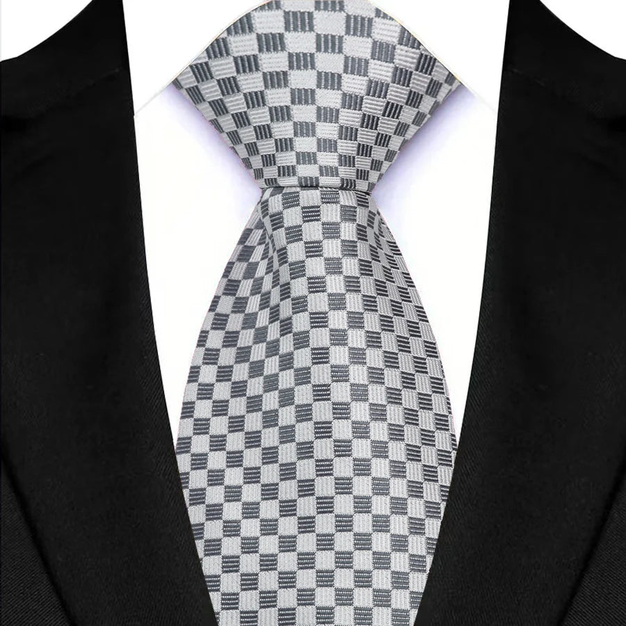 Gray Classic Stripes Plaid 8CM Business Jacquard Woven Necktie
