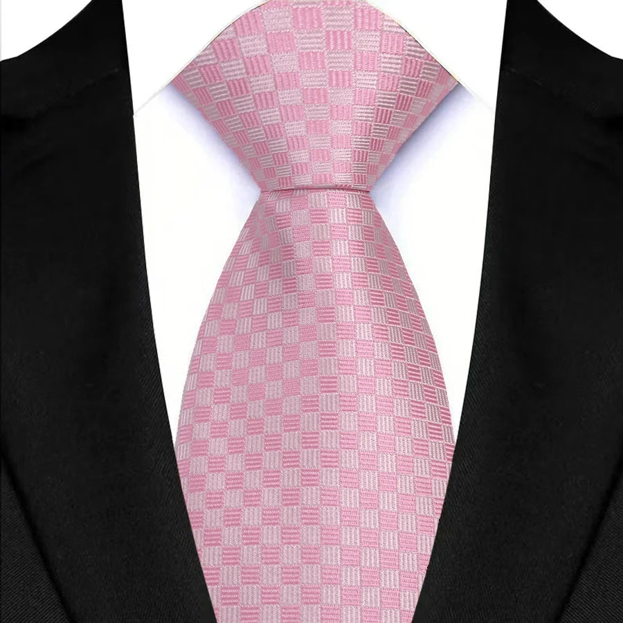 Pink Classic Stripes Plaid 8CM Business Jacquard Woven Necktie