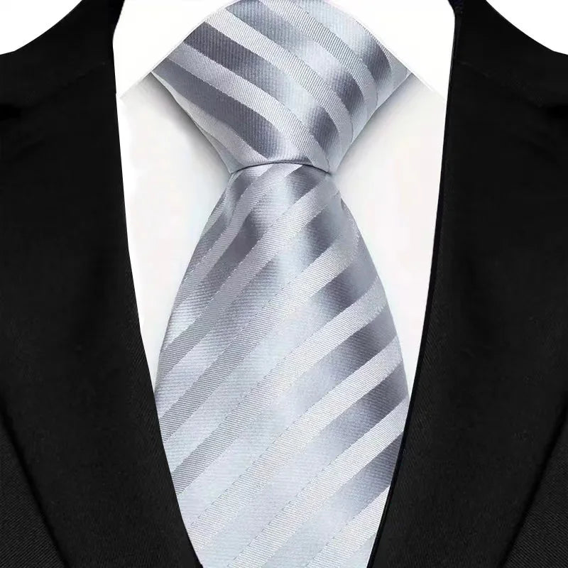 Gray Classic Stripes Plaid 8CM Business Jacquard Woven Necktie
