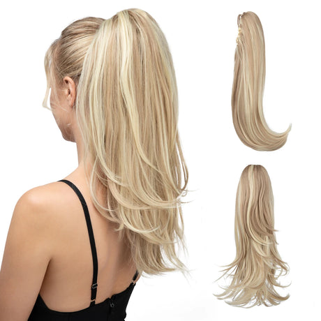 Claw Clip In Ponytail  Silky Straight beach blonde