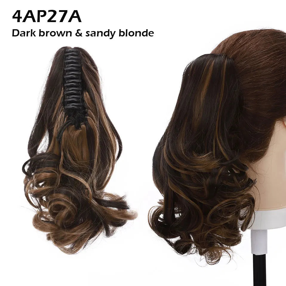 dark brown curly ponytail hairpiece