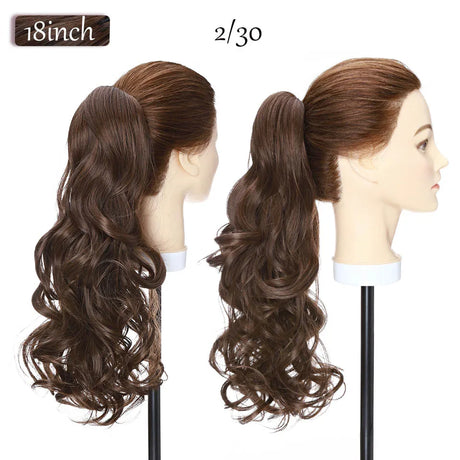 long curly ponytail hairpiece light brown