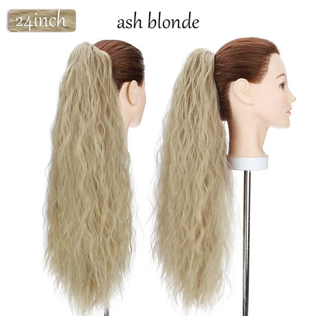 long curly ponytail hairpiece ash blonde