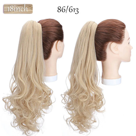 long curly ponytail hairpiece ash blonde