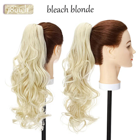 long curly ponytail hairpiece bleach blonde