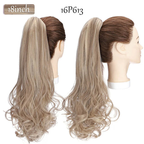 long curly ponytail hairpiece ash blonde
