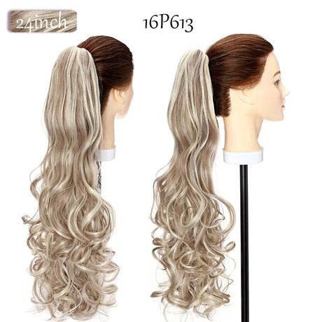 long curly ponytail hairpiece ash blonde