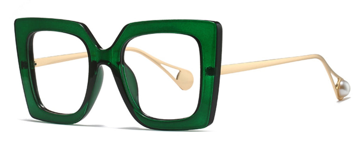 Clear Oversized Square Eyewear green