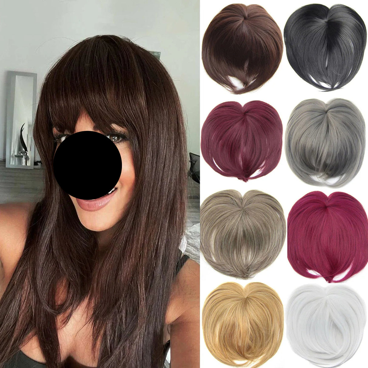Clip on Flat Neat Bangs Hair Extension