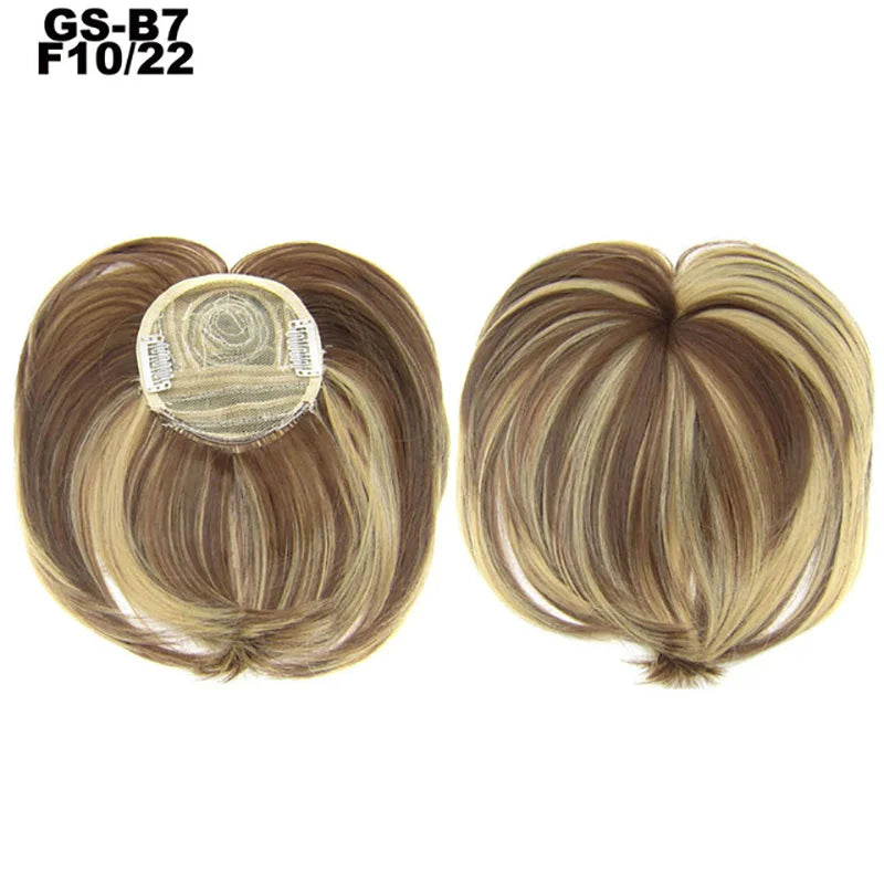 Clip on Flat Neat Bangs Hair Extension brown/ ash blonde