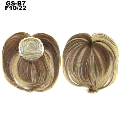 Clip on Flat Neat Bangs Hair Extension brown/ ash blonde