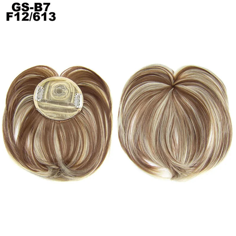 Clip on Flat Neat Bangs Hair Extension ash blonde/ white