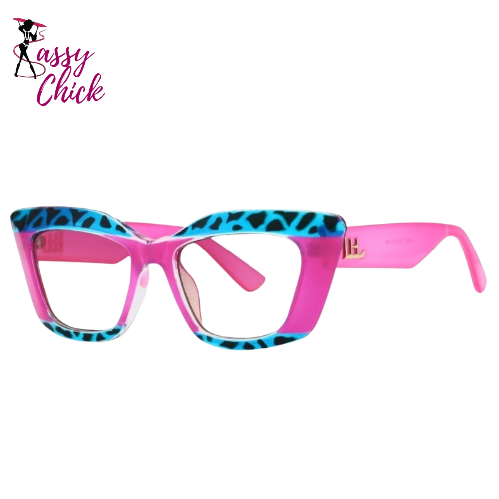 Color-Blocked Leopard Presbyopic Eyeglass Sassy Chick Logo