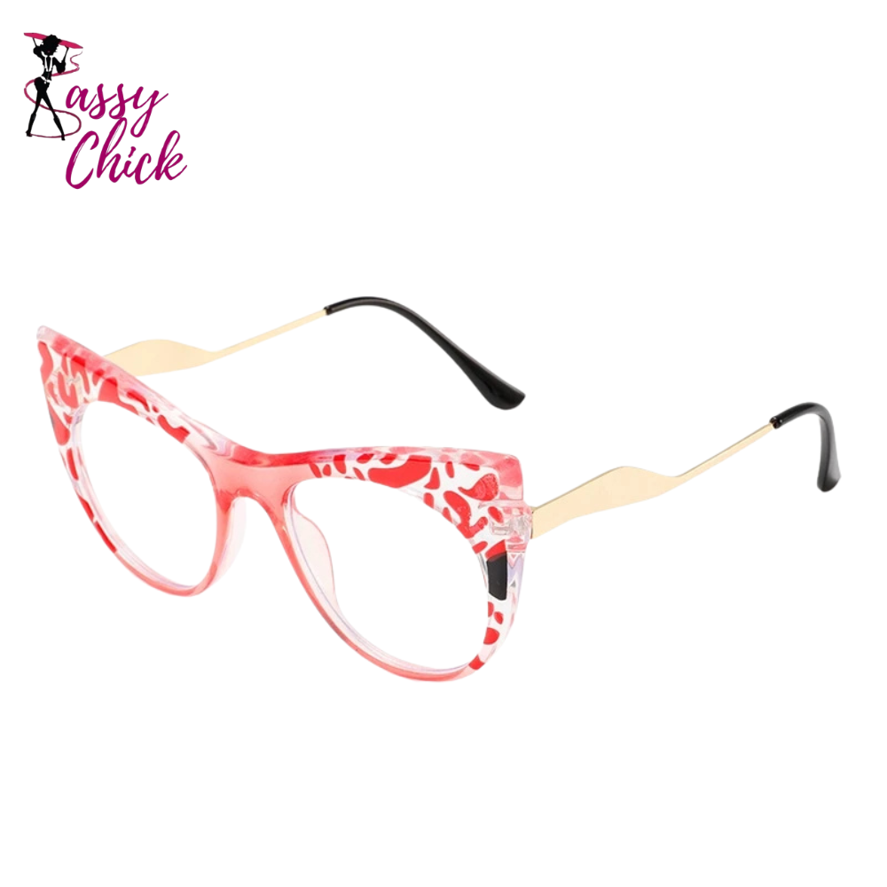Colorful Leopard Cat Eye Resin Eyeglass Sassy Chick Logo