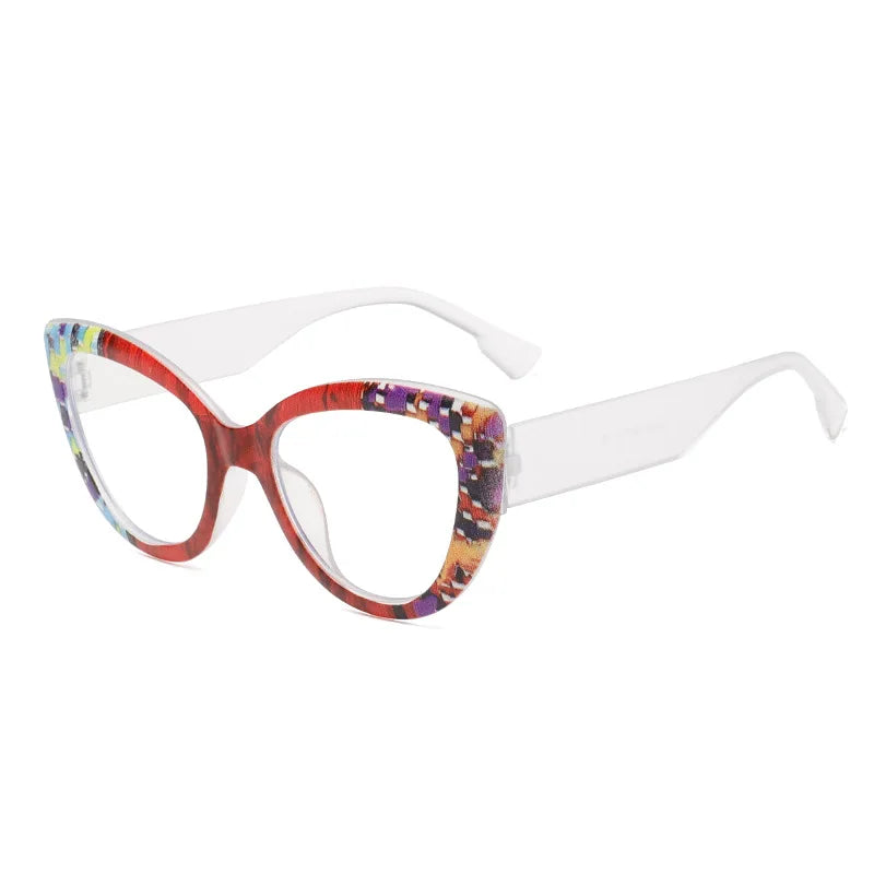 Colorful Oval Cat Eye Stripe Reading Glasses